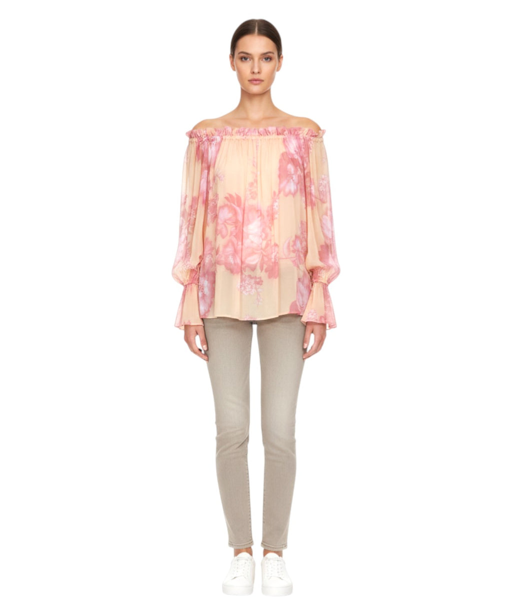 Blusa Marella Floreale MADIA con Scollo Arricciato