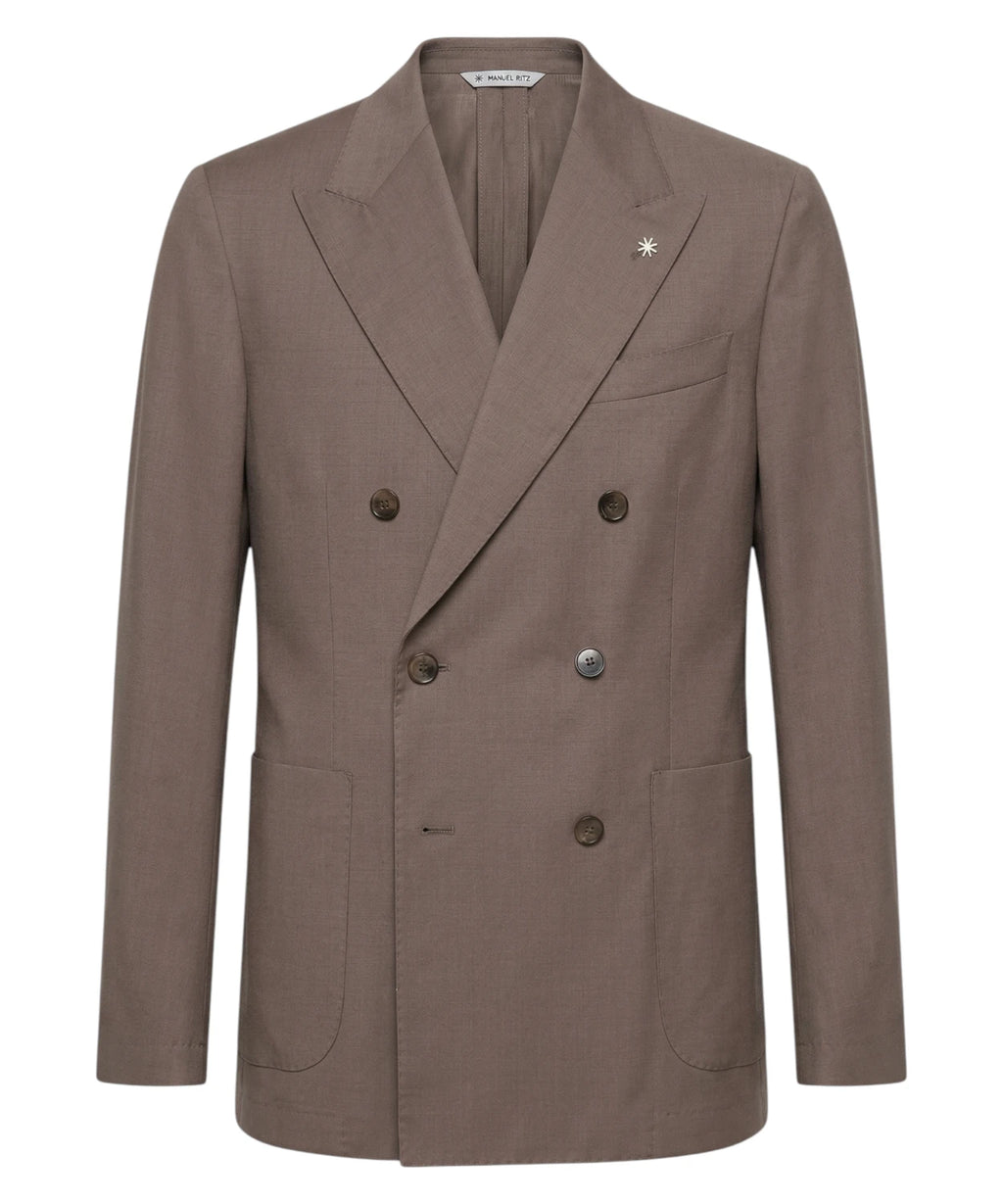 Manuel Ritz Abito Doppiopetto Uomo Marrone in Fresco Lana Stretch