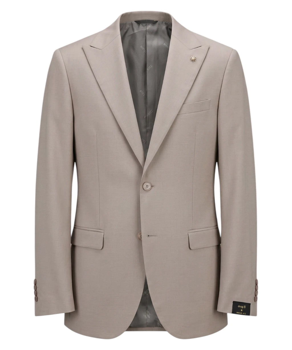 Men's Elegant Greige Stretch Fresh Wool Suit