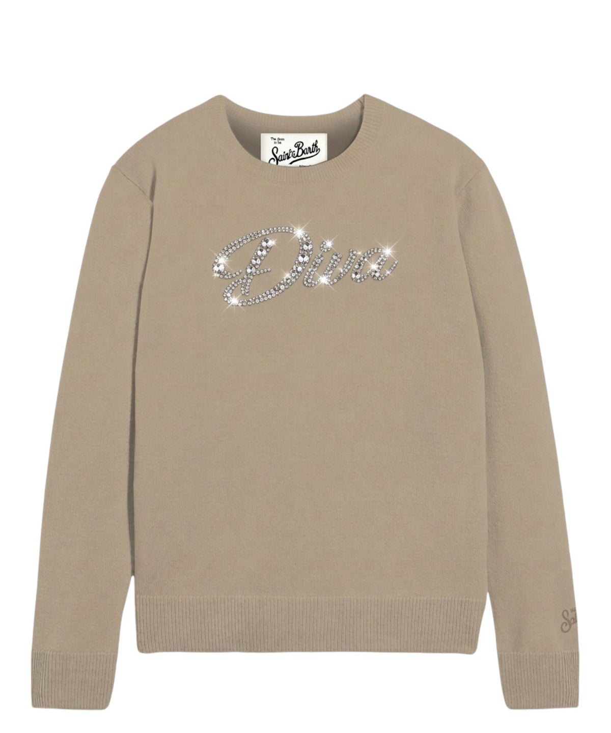Maglia Effetto Alpaca New Queen con Scritta DIVA Strass