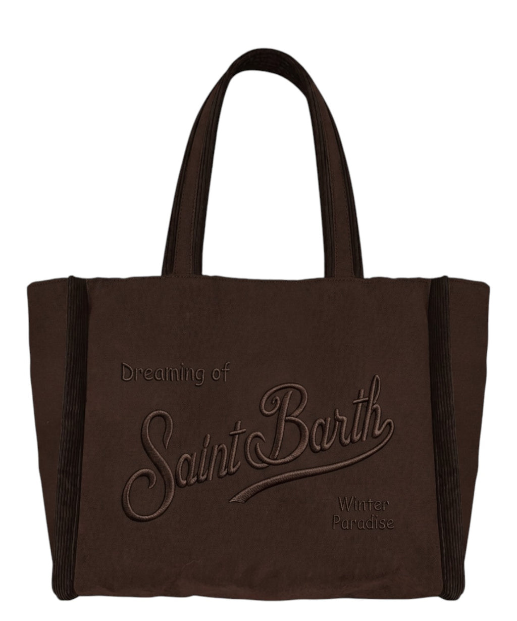 Borsa Vanity in Cotone Cerato e Velluto