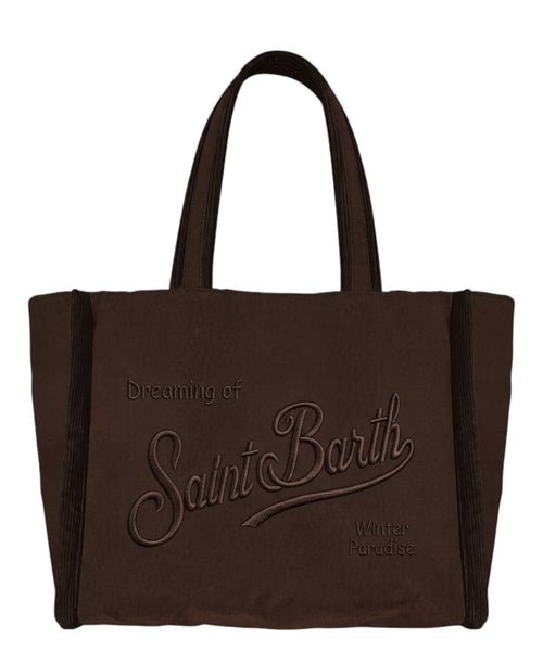 Borsa Vanity in Cotone Cerato e Velluto