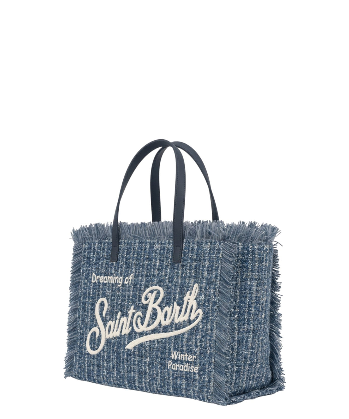 Mini Vanity Handbag in Pink Tweed Wool with Fringes