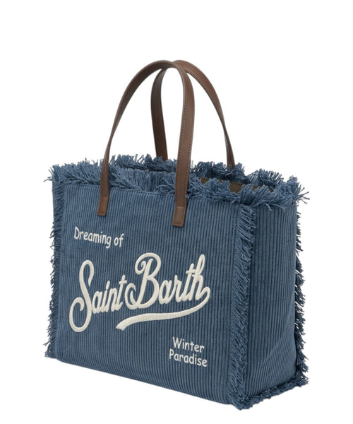 Colette ribbed velvet bag with logo and shoulder strap
