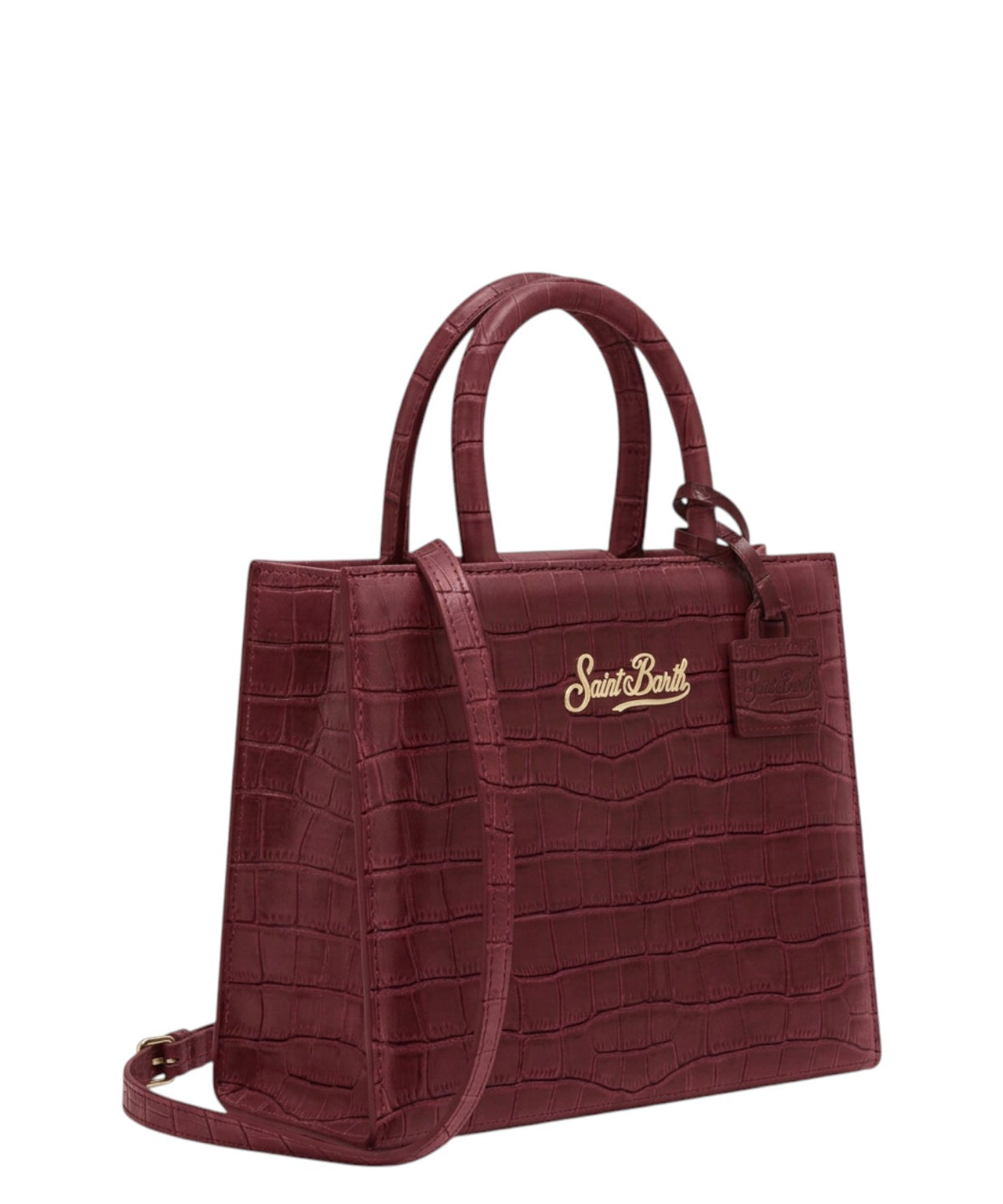 Shop Bag Midi in Pelle Stampa Cocco con Tracolla