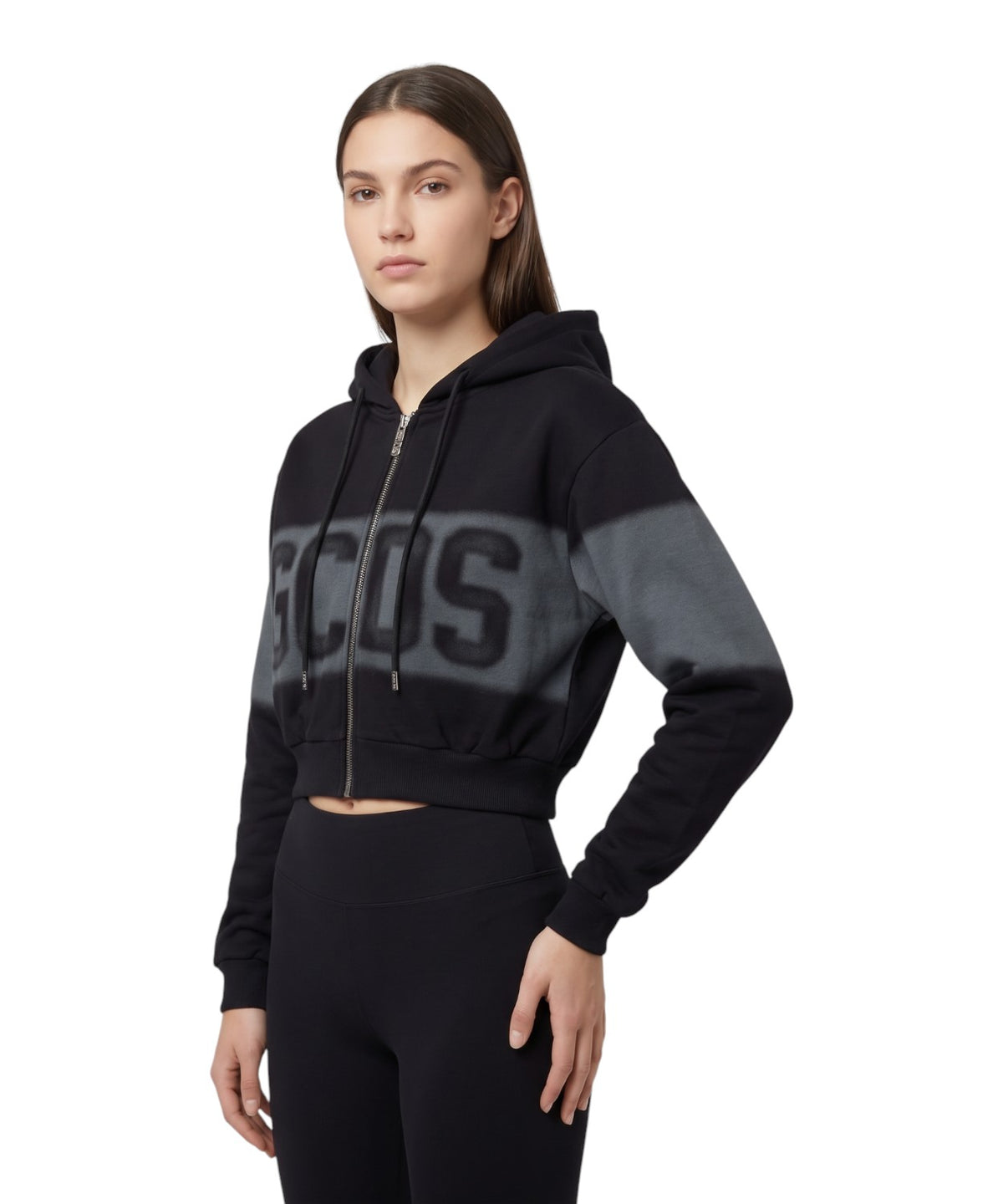 GCDS Zip Spray Logo-hoodie met capuchon