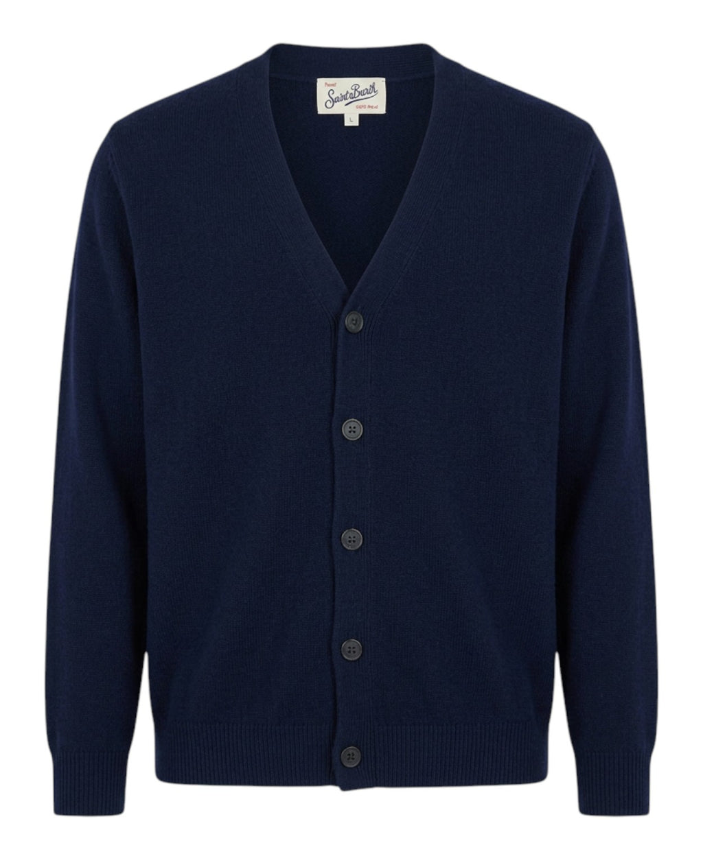Herrison-Strickjacke aus reiner Wolle mit englischem Rippstrick