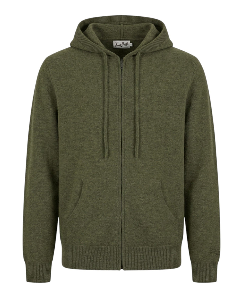Notting sweater van puur lamswol met capuchon en rits