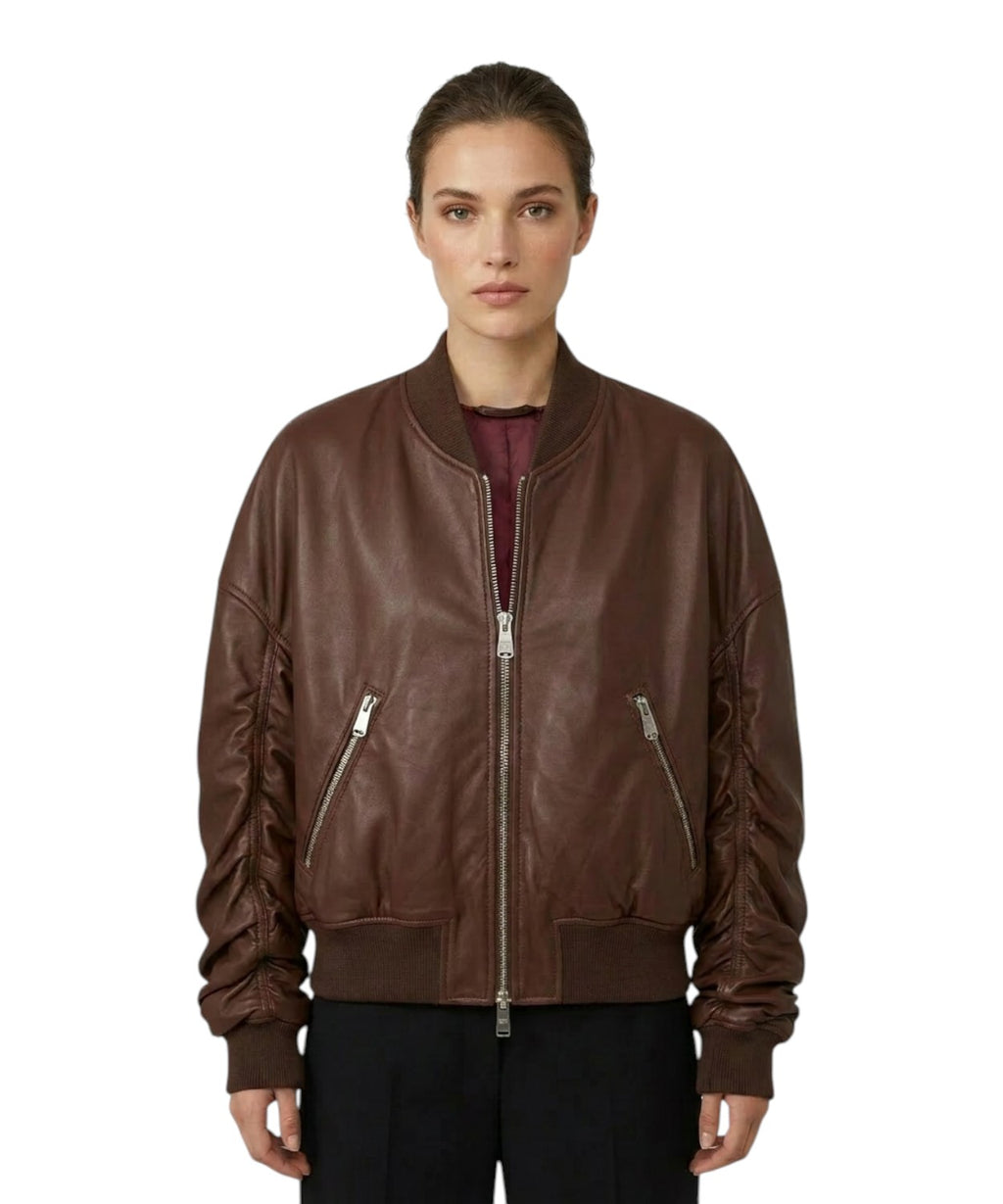 Dondup Bomber Nappa con Maniche Arricciate