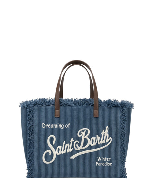 Colette ribbed velvet bag with logo and shoulder strap