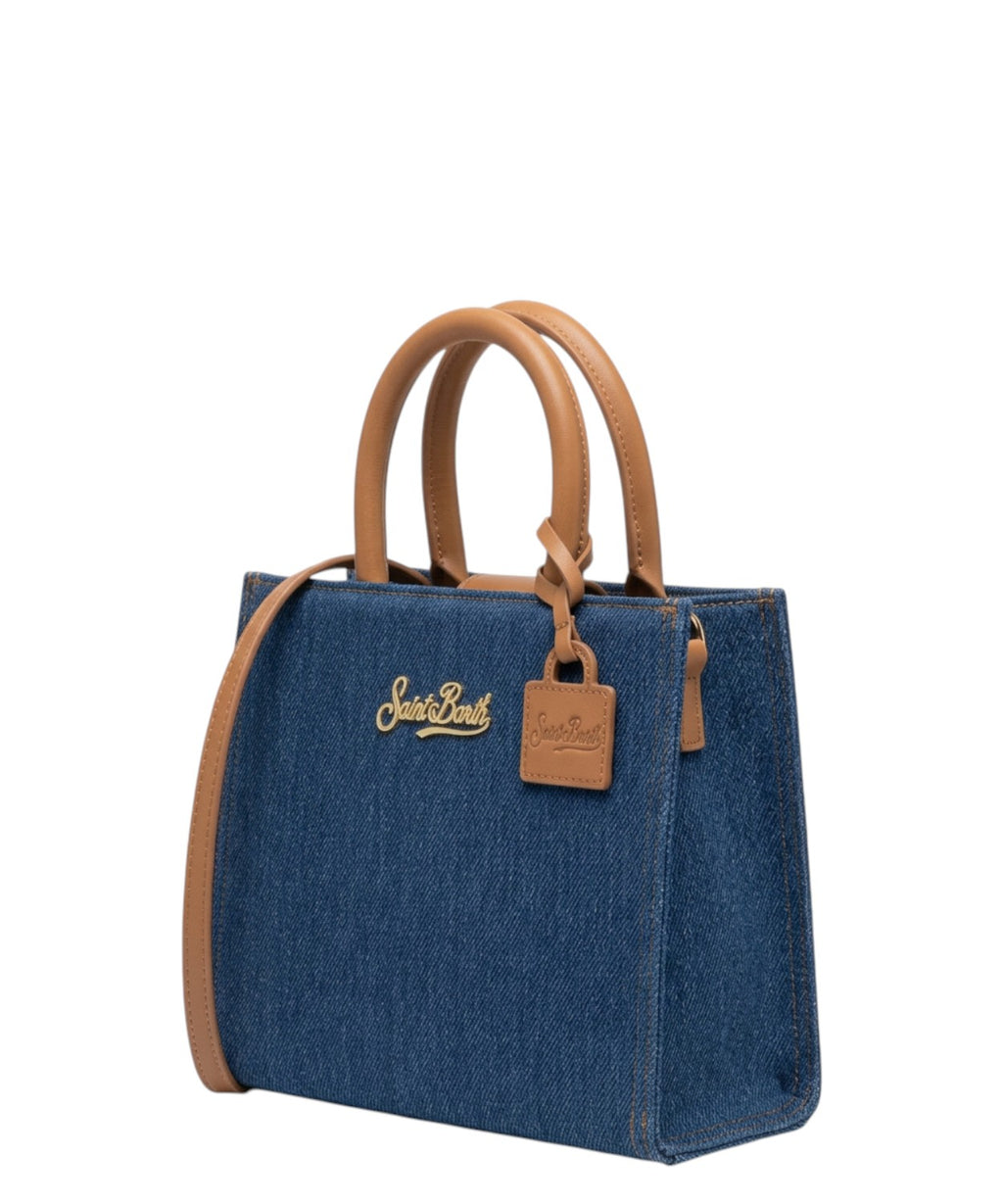 Mini denim Shop Bag with shoulder strap