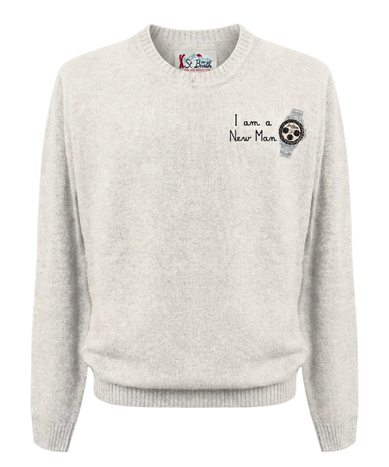 Heron Light Pullover mit der Stickerei „Sommelier…“.