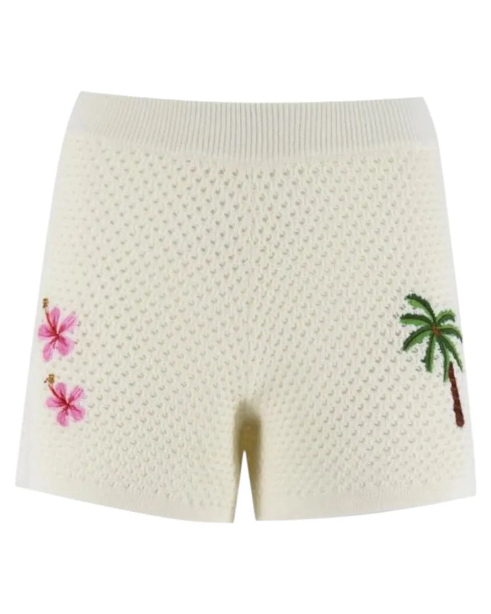 Shorts Yvette in maglia traforata con ricami e vita alta-Mc2 Saint Barth-Shorts-Vittorio Citro Boutique