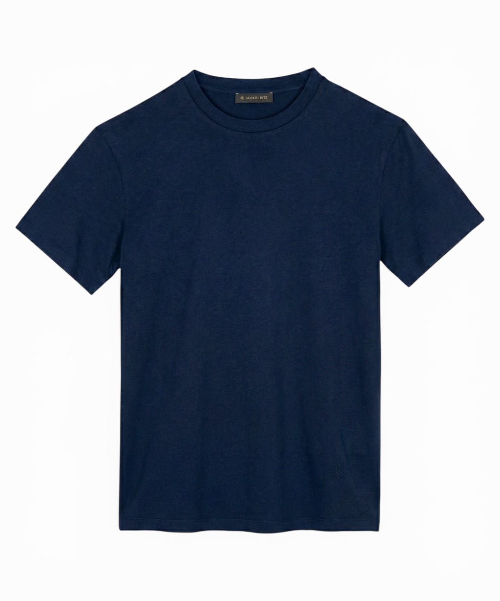 Herre T-shirt i bomuld med rund hals fra Manuel Ritz
