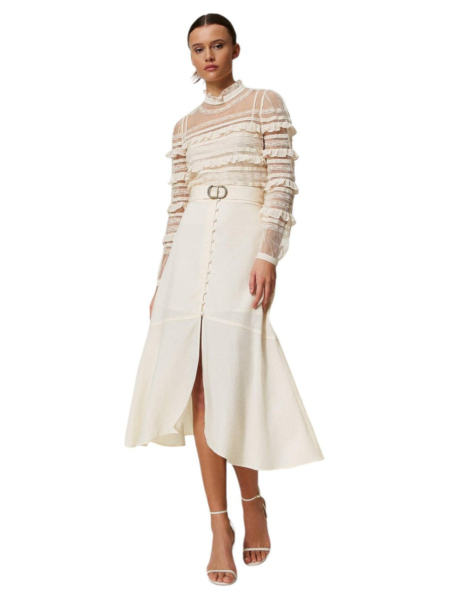 Gonna lunga in tela di misto lino-Twinset-Gonne-Vittorio Citro Boutique