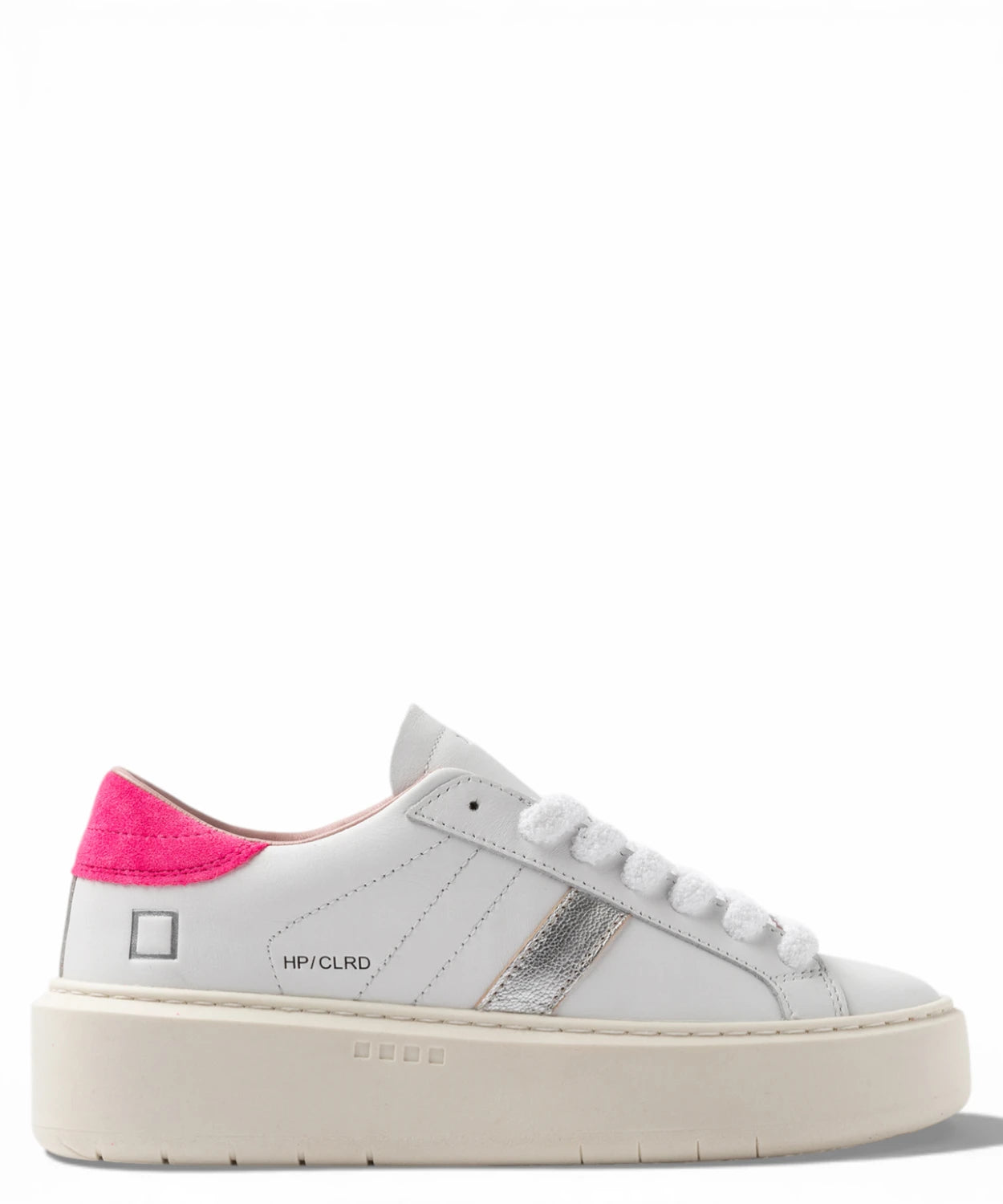 D.A.T.E. Hill Low Platform Sneakers in White Fuxia
