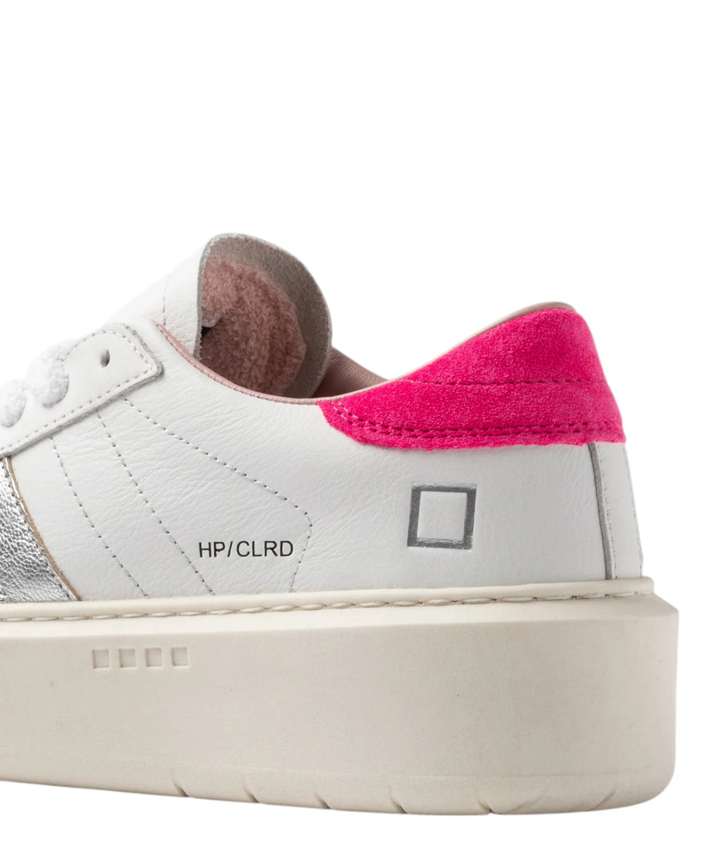 D.A.T.E. Hill Low Platform Sneakers in White Fuchsia