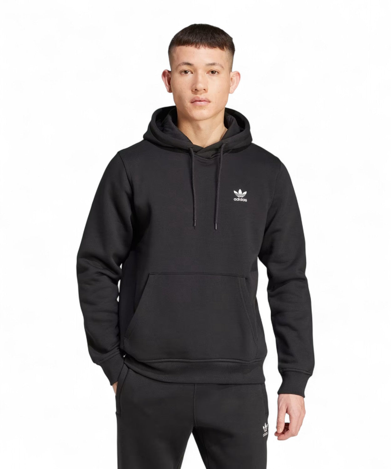 Adidas Trefoil Essentials Felpa con Cappuccio in Cotone Felpato-Adidas Originals-Felpe-Vittorio Citro Boutique