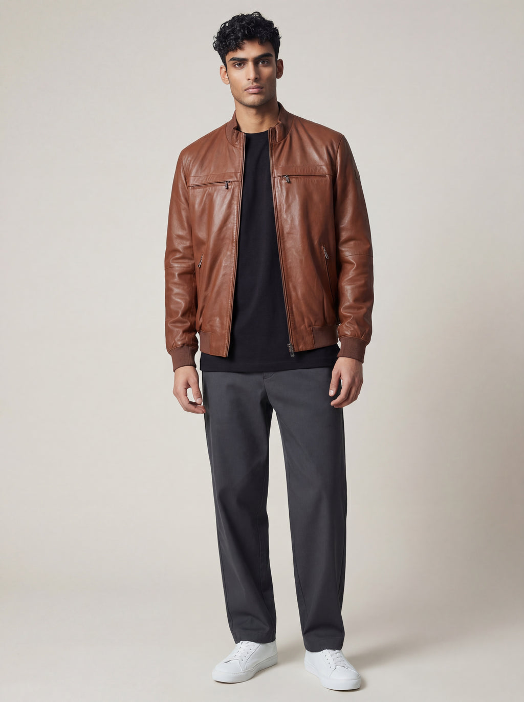 Men's Peuterey Sands Leather Jacket in Tan Leather