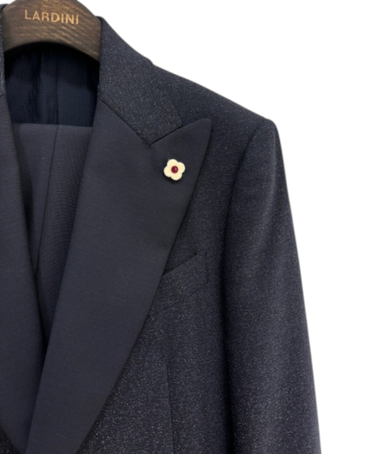 Abito uomo Lardini con trama lurex e rever a lancia