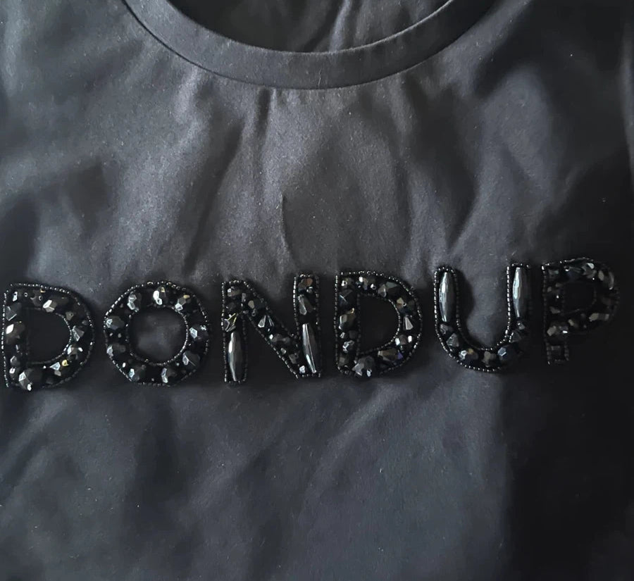 T-shirt Elegante con Logo e Perline Tono su Tono-T-shirt-Dondup-Vittorio Citro Boutique