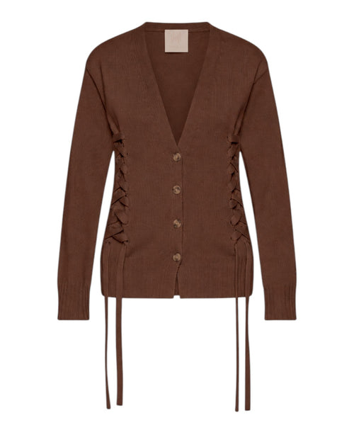 Damen-Cardigan aus Walkwolle mit Korsettdetails