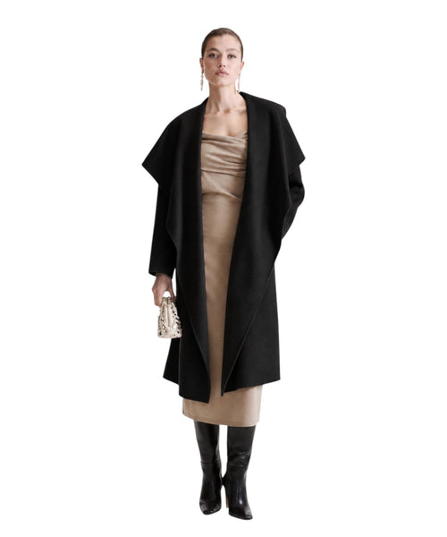 Eleganter Damenmantel aus reiner Wolle mit Gürtel