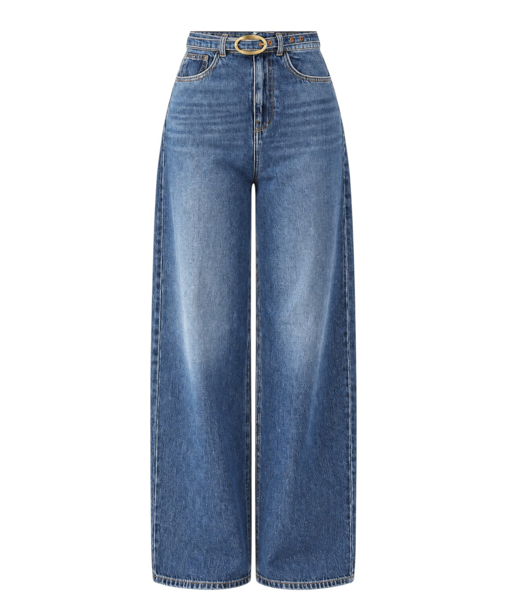 Jeans Donna Twinset a Vita Alta con Gamba Larga e Cintura