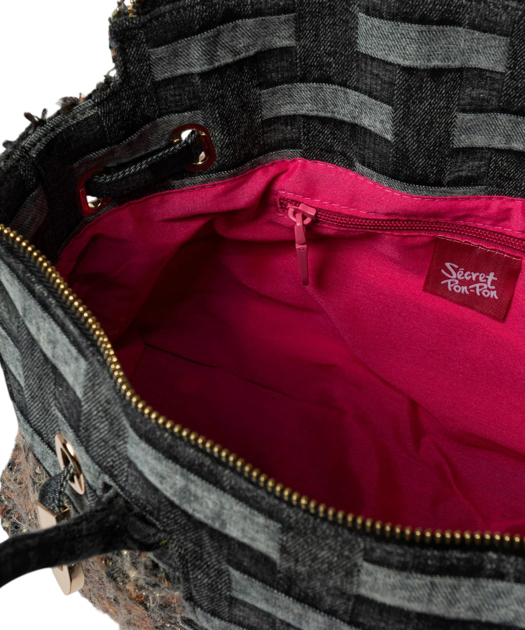 Secret Pon Pon Jacklyn Bouclé Borsa a Mano con Tracolla