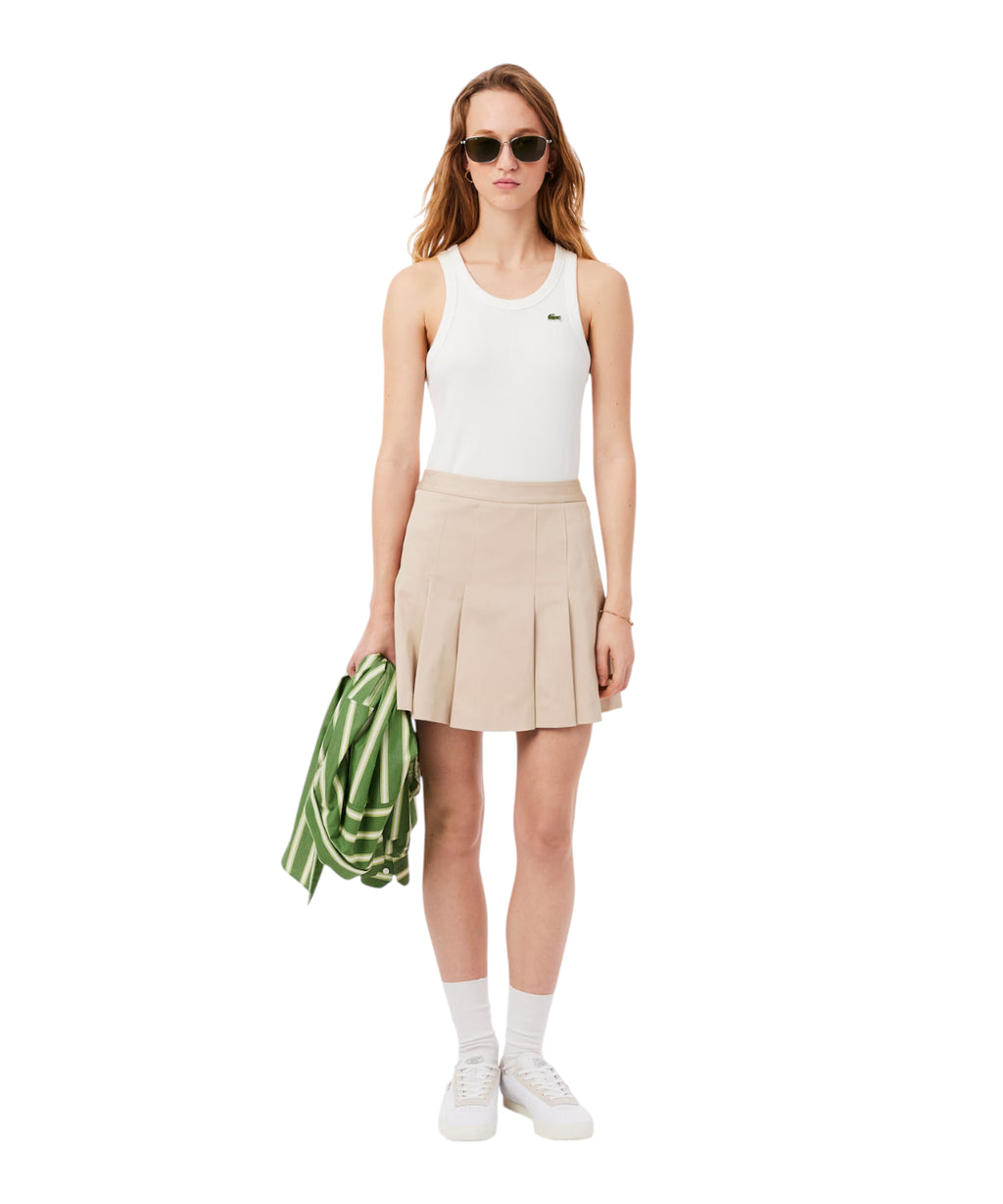 Gonna Corta Plissettata Lacoste in Cotone Elasticizzato