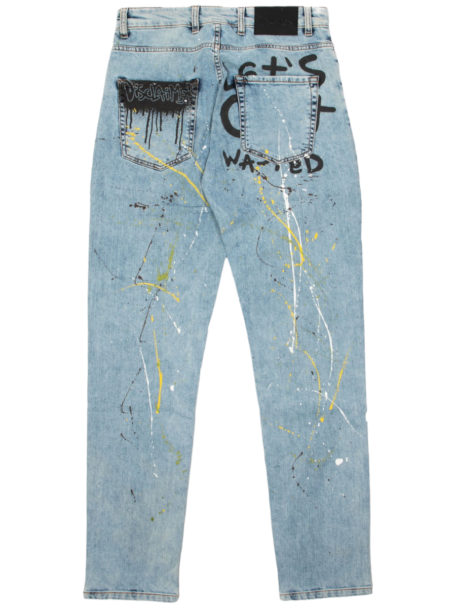 Jeans chiaro con stampe-Jeans-Disclaimer-Vittorio Citro Boutique