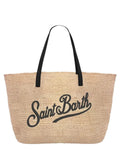 Borsa Raffia City in rafia naturale con logo nero ricamato-Mc2 Saint Barth-Borse a spalla-Vittorio Citro Boutique