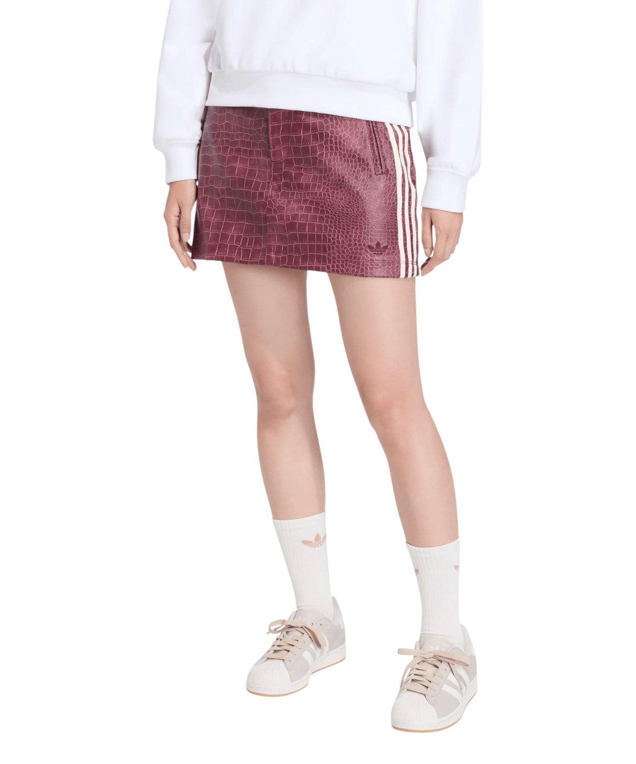 Pleather Mini Skirt with Zip Pockets in Similpelle