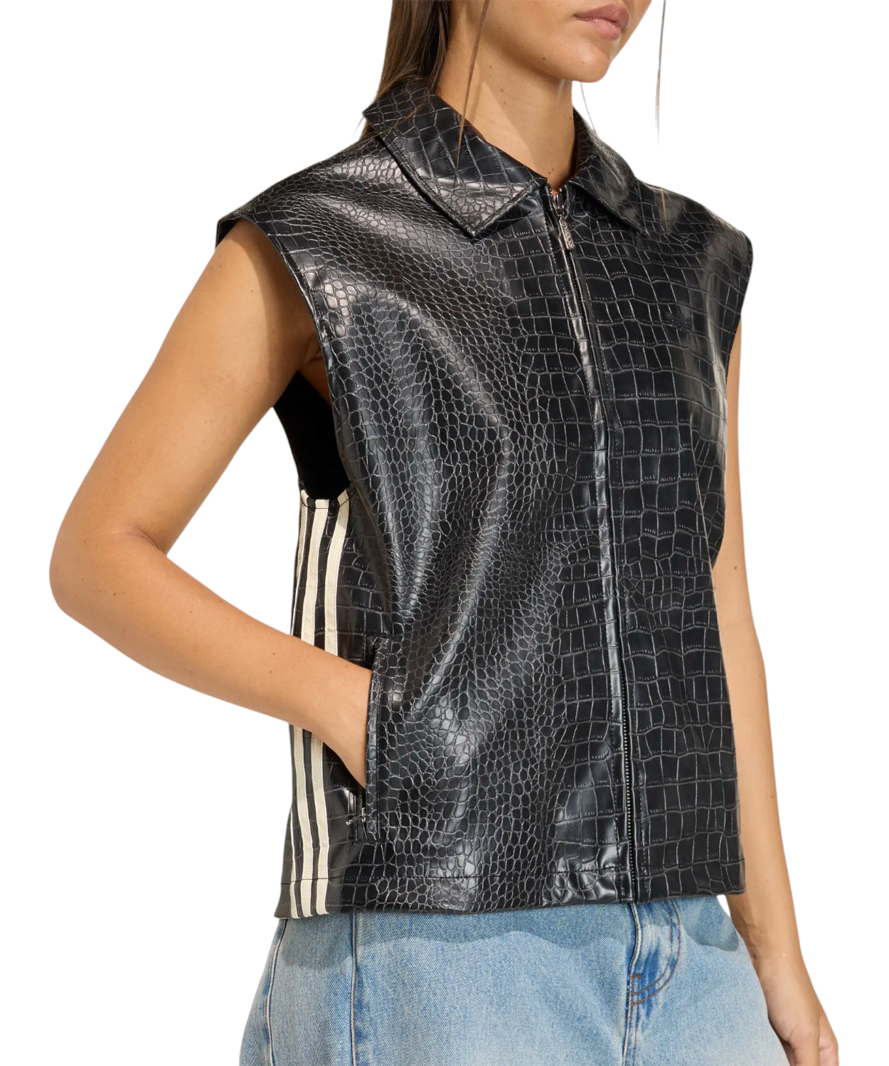 Gilet Pleather Adidas Originals in Stampa Cocco