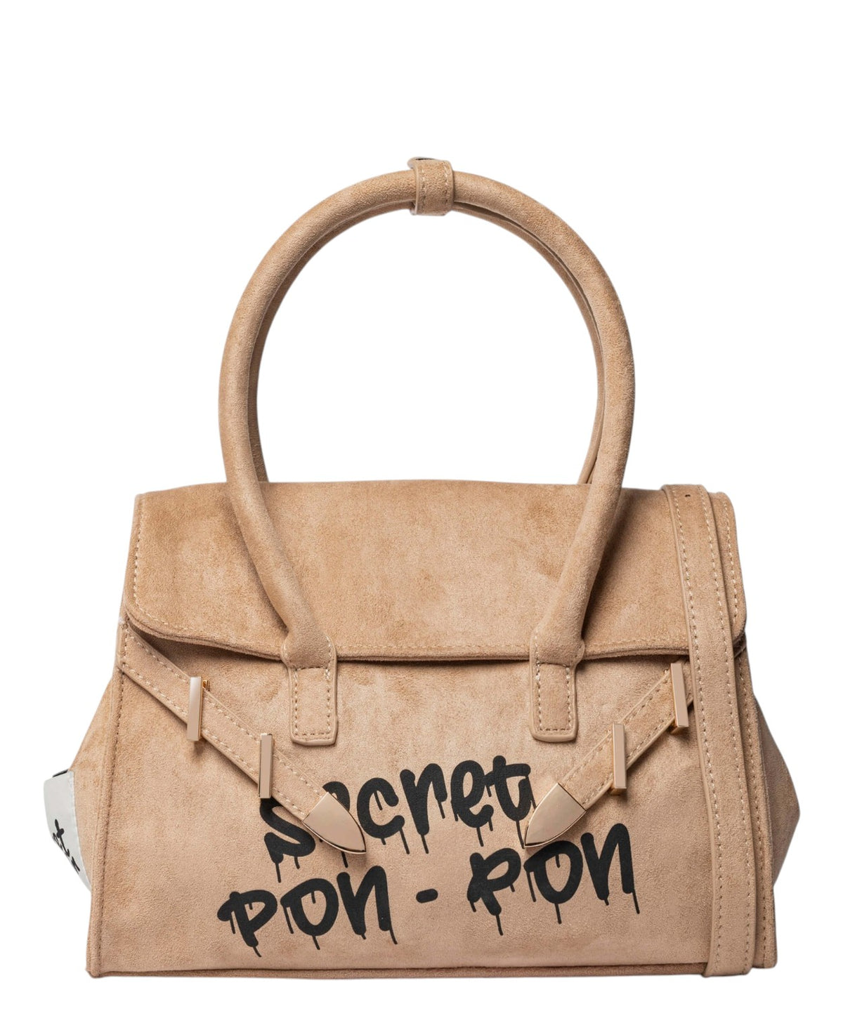 Secret Pon Pon Keyla M Handtasche aus Veloursleder mit Schulterriemen