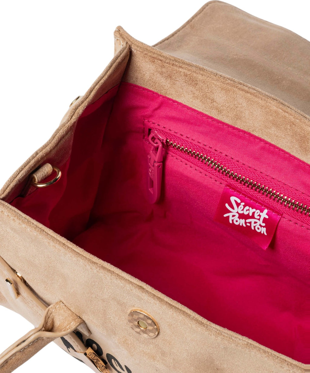 Secret Pon Pon Keyla M Handtasche aus Veloursleder mit Schulterriemen