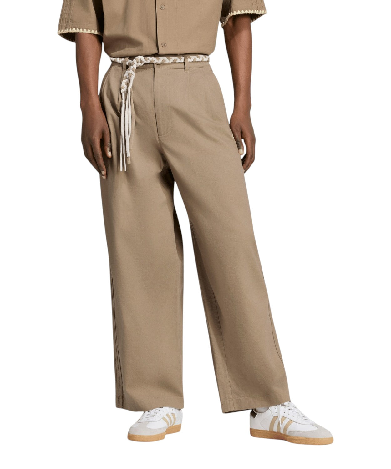 Pantaloni Rilassati adidas Originals in Cotone Beige