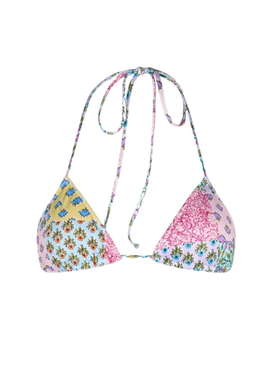 Bikini Leah Virgo a Triangolo con Patch Floreali-Mc2 Saint Barth-Costumi da bagno-Vittorio Citro Boutique
