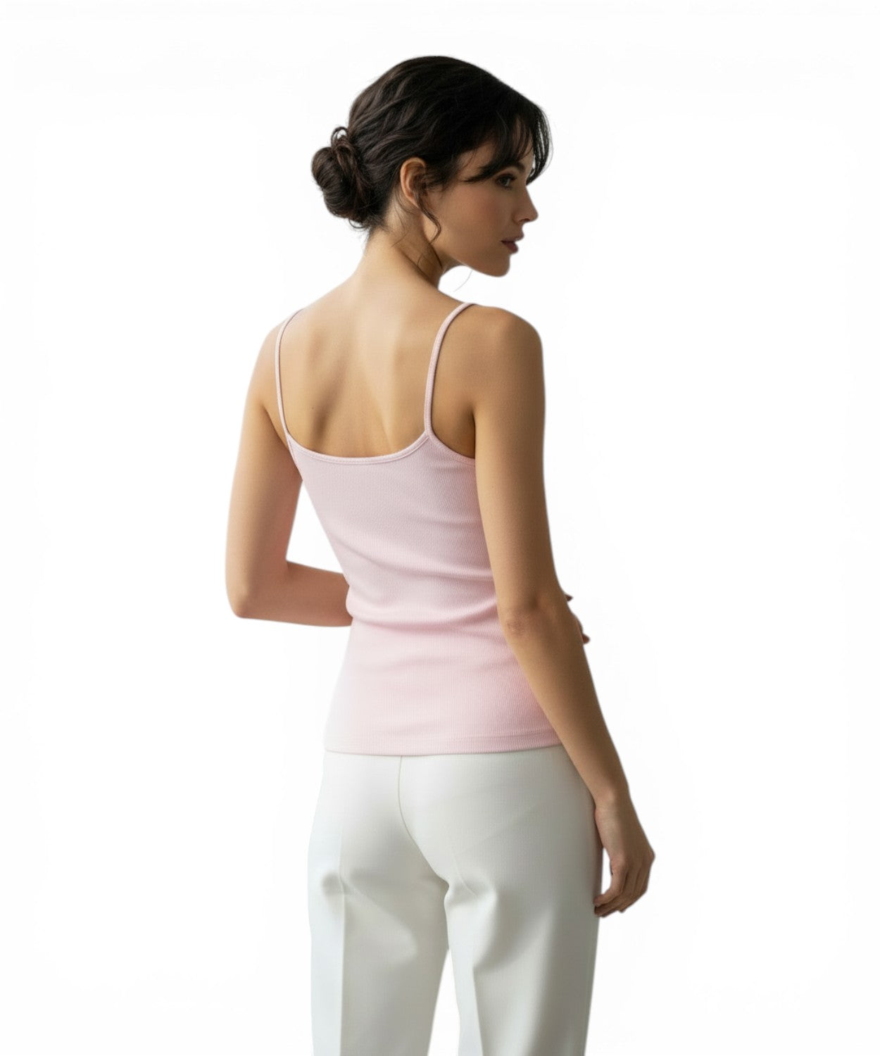 Canottiera Zaira a costine con patch floreale con perline