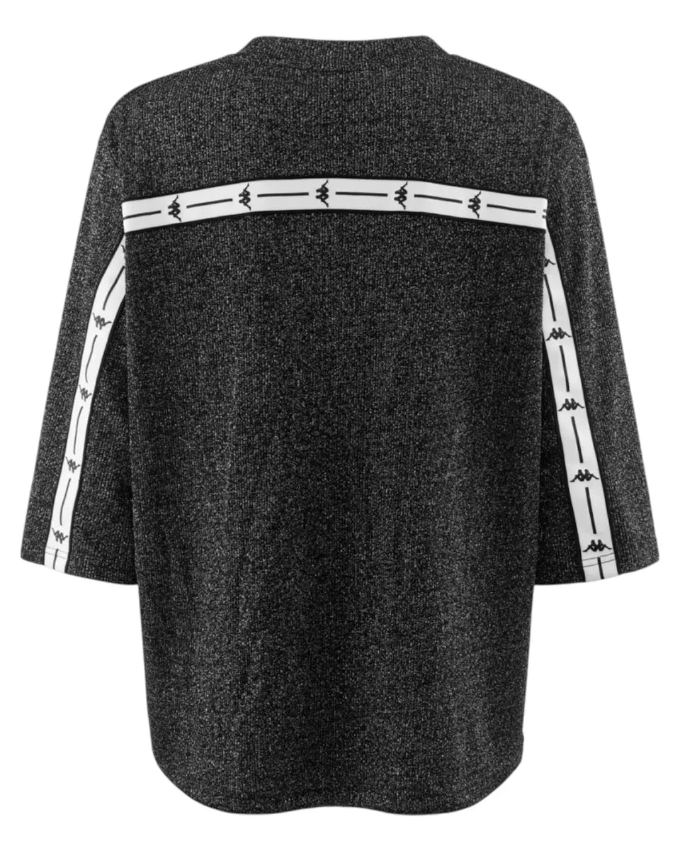 T-shirt Donna Kappa in Lurex Nero con Logo Omini-Kappa-T-shirt-Vittorio Citro Boutique