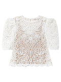 Maglia crochet effetto pizzo con maniche balloon-Twinset-T-shirt-Vittorio Citro Boutique