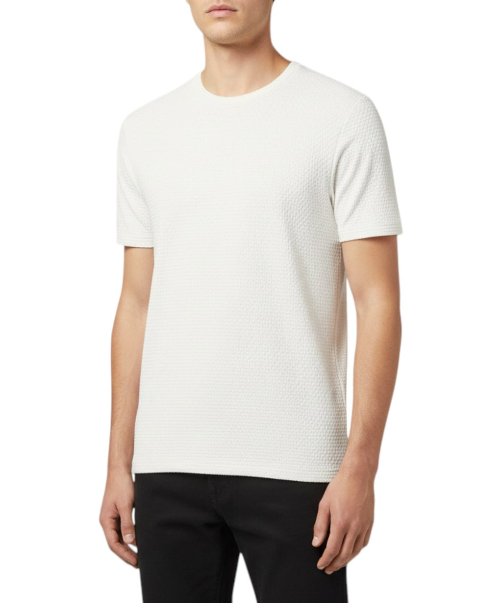 Short-sleeve embossed stretch jersey T-shirt