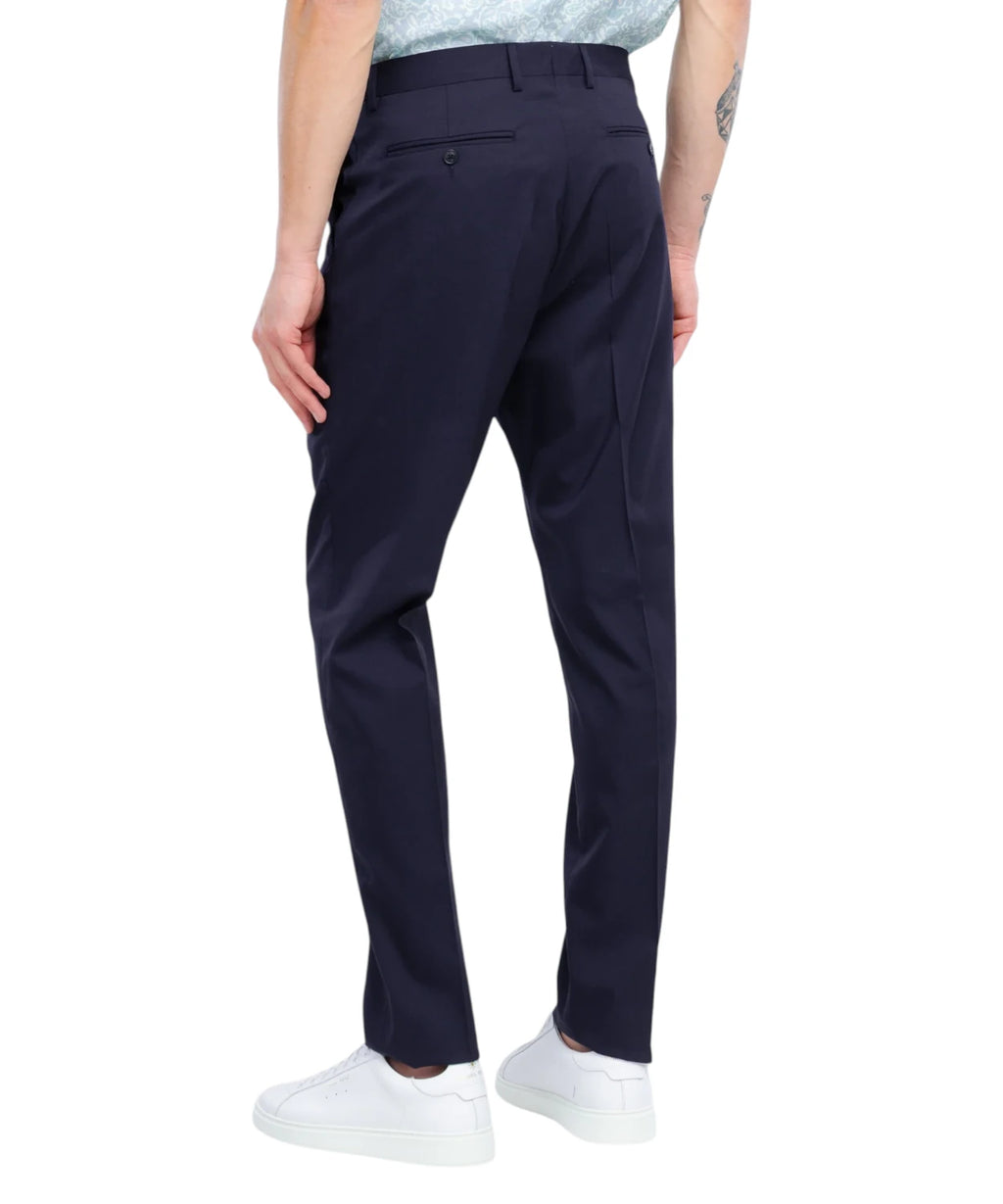 Herenbroek Blauw Slim Fit in Fresco Lana Stretch