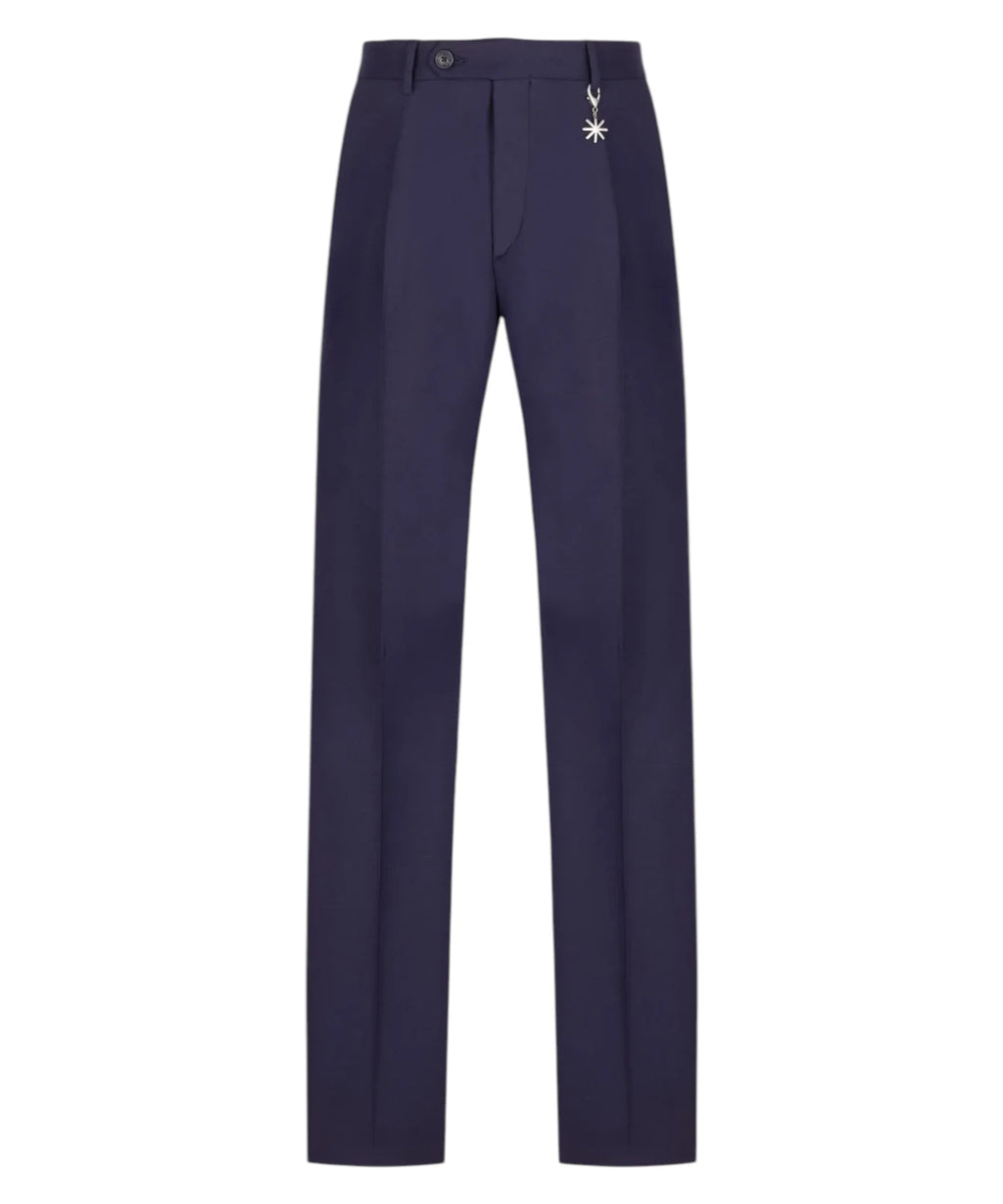 Herenbroek Blauw Slim Fit in Fresco Lana Stretch
