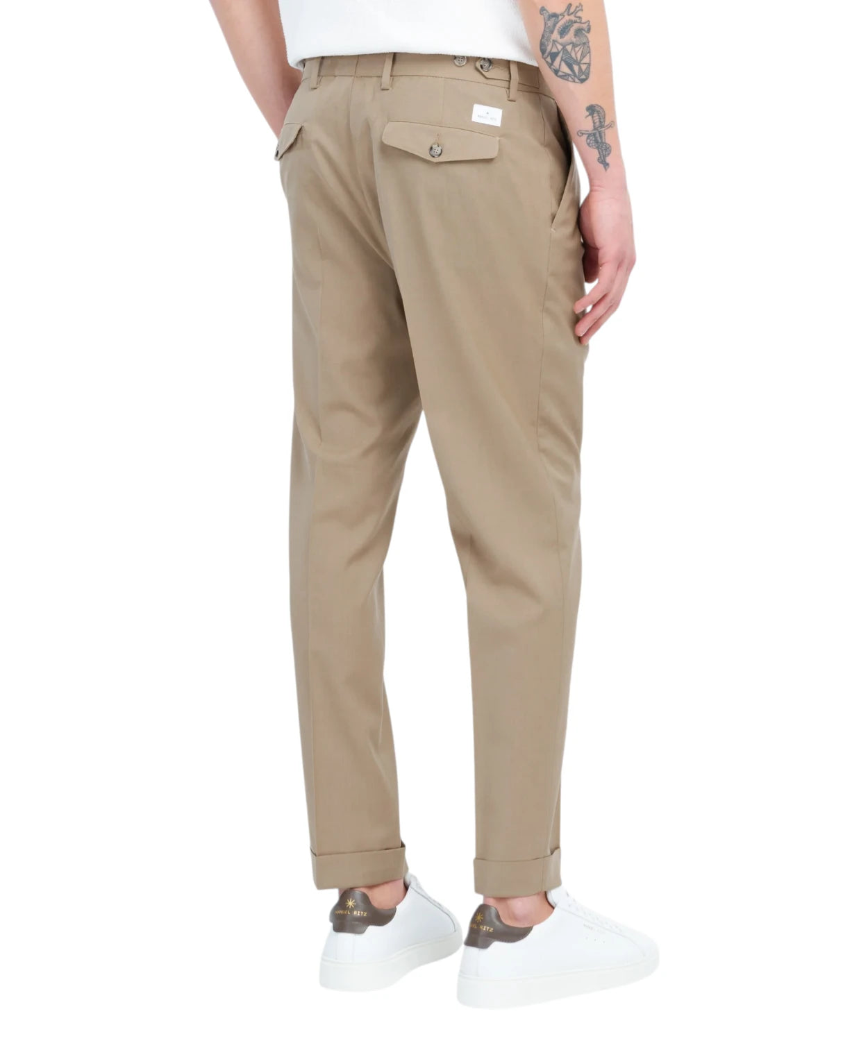 Pantalone Uomo Beige in Fresco Lana Stretch