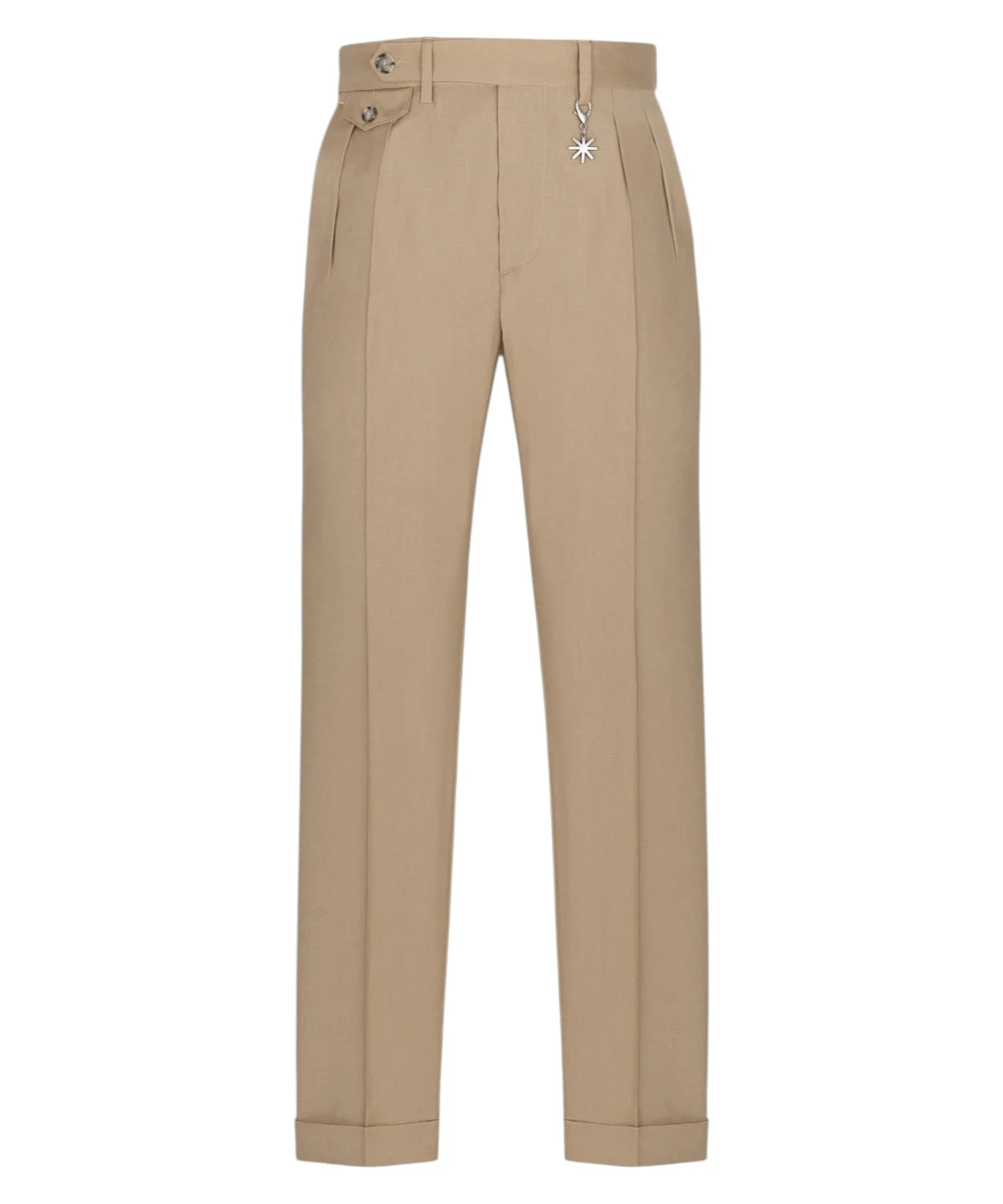 Pantalone Uomo Beige in Fresco Lana Stretch