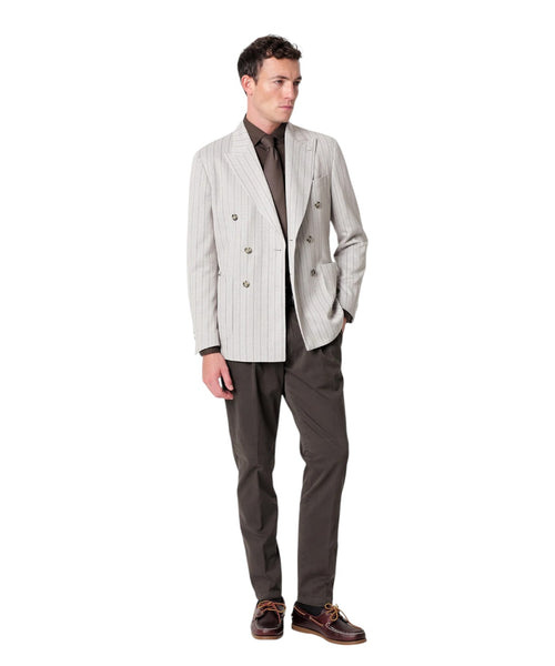 NUVOLA Men’s double-breasted jacket in mixed-cotton regimental jersey