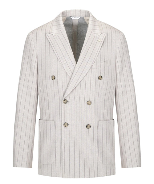 NUVOLA Men’s double-breasted jacket in mixed-cotton regimental jersey