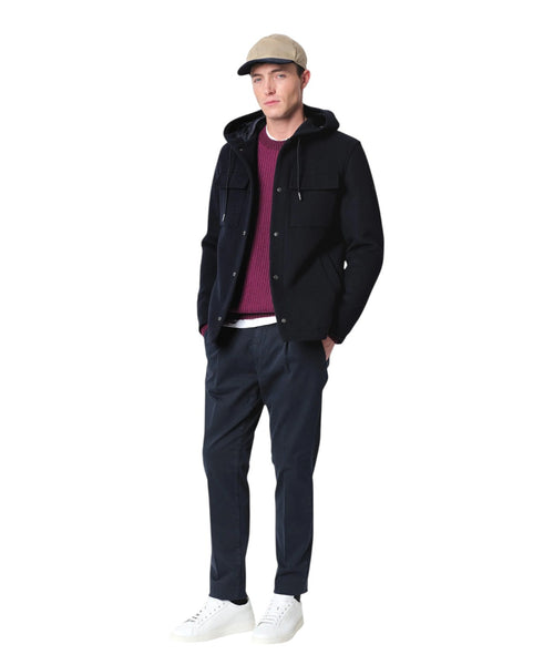 Men's hooded jacket in wool-blend fabric