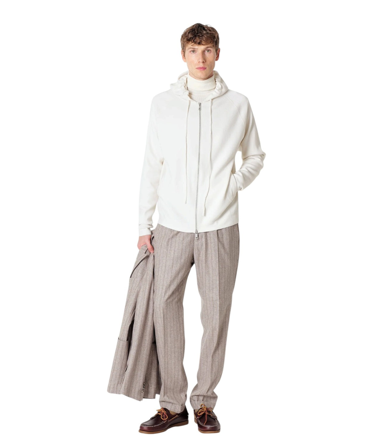 Herenhoodie met rits van een merinowolmix